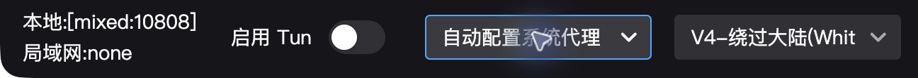 底部系统代理选择「自动配置系统代理」